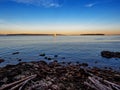 View from Vancouver Island, Canada, with sailboats cruising the Royalty Free Stock Photo