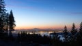 View of Vancouver at sunrise from the Trestle Bridge at Mountain Path.