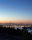 View of Vancouver at sunrise from the Trestle Bridge at Mountain Path