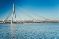 A view of the Vansu bridge over Daugava River in Riga, Latvia Royalty Free Stock Photo