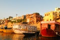 View of Varanasi and Ganges river in early morning Royalty Free Stock Photo