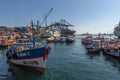 View of a variety of ships in the port of Valparaiso, Chile