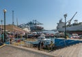 View of a variety of ships in the port of Valparaiso, Chile