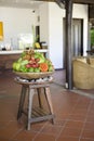 View of various exotic fruit presented at reception desk of hotle Royalty Free Stock Photo