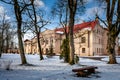 View of the Varme primary school through the park. Royalty Free Stock Photo