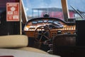 View of the varnished wooden steering wheel Royalty Free Stock Photo