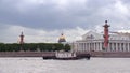 View of Vasilevsky island in Saint-Petersburg from Neva river in summer day