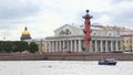 View of Vasilevsky island in Saint-Petersburg from Neva river in summer day.