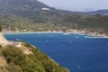 View of Vasiliki village bay, windsurfing spot, Lefkada island, Greece Royalty Free Stock Photo