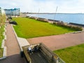 View of the Vastre Hamnen in Malmo by the seaside on a clear sky background