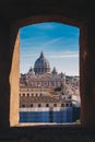 View of Vatican City and St. Peters Basilica from the Castel Sa