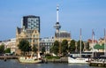 View on the Veerhaven and Westerkade with in the background the Euromast. Rotterdam, The Netherlands - August 1, 2014