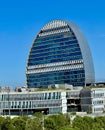 View of the Vela, an emblematic building of Spanish banking in the city of Madrid.