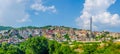 View of Veliko Tarnovo town dominated by the asenevtsi monument, Bulgaria