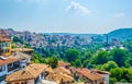 View of Veliko Tarnovo town dominated by the asenevtsi monument, Bulgaria