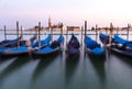 View of Venetian gondolas during sunset. Royalty Free Stock Photo