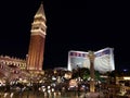 view from the Venetian Hotel in the city of Las Vegas at night Royalty Free Stock Photo