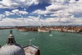 The view of the Venetian lagoon and Venice from the bell tower of the Cathedral of San Giorgio Maggiore Royalty Free Stock Photo