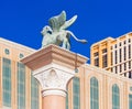 View of the Venetian statue `The Lion of St. Mark `, Las Vegas, Nevada, USA. Isolated on blue background Royalty Free Stock Photo