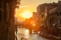 View of Venice. Beautiful Italian city with canals and historic architecture