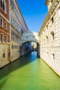 View of Venice canal Rio di Palazzo with the Bridge of Sighs Italy