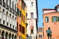 View on Venice center and statue of Italian playwright Carlo Goldoni