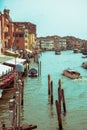 view of venice city grand canal with boats Royalty Free Stock Photo