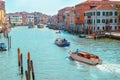 view of venice city grand canal with boats Royalty Free Stock Photo