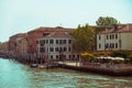 view of venice city grand canal with boats Royalty Free Stock Photo