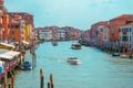 view of venice city grand canal with boats Royalty Free Stock Photo