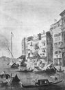 View of Venice. Gondolas by Canaletto in the old book Antonio Canal, by A. Moureau, 1892, Paris