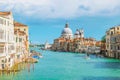 View of Venice Grand Canal with Saint Mary of Health dome on sunny day Royalty Free Stock Photo