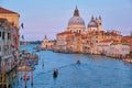 View of Venice Grand Canal and Santa Maria della Salute church on sunset Royalty Free Stock Photo