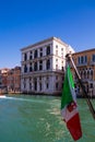 View of Venice from the Grand Canal. Venetian old colorful buildings against blue sky. Vertical Royalty Free Stock Photo
