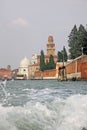 View from the Venice lagoon on the cemetery island of San Michele, Venice, Italy Royalty Free Stock Photo