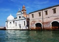 View from the Venice lagoon of the church of San Michele in Isola on the cemetery island of San Michele , Venice, Italy Royalty Free Stock Photo