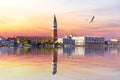 View of the Venice lagoon, St Mark's Bell Tower and Doge's palace at sunset, Italy Royalty Free Stock Photo