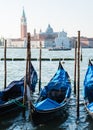 View of Venice towards the canal and gondolas