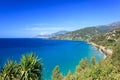 View from Ventimiglia hill on Monaco across Calandre beach, Liguria Royalty Free Stock Photo