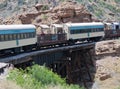 A View of the Verde Canyon Railroad Train on the SOB Bridge, Clarkdale, AZ, USA Royalty Free Stock Photo