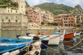 View of Vernazza from the harbour, Cinque Terre Royalty Free Stock Photo