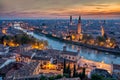 View of Verona from Castel San Pietro during autumnal sunset Royalty Free Stock Photo