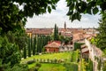 View from Verona from a pavilion at the public park Giardino Giusti Royalty Free Stock Photo