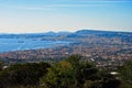 The view from the Vesuv volcano on the wide Napoli city and Napoli Gulf Royalty Free Stock Photo