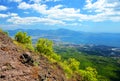 The view from the Vesuvius vulcano towards the city of Pompeii.