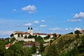 View of Veszprem castle hill from the viaduct Royalty Free Stock Photo