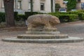 View at the the Vettones`s granite megalithic sculpture of a pig, inside Cuidad Rodrigo Fortress downtown