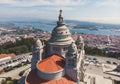 Aerial view of Viana do Castelo, Norte Region, Portugal, with Basilica Santa Luzia Church, shot from drone Royalty Free Stock Photo