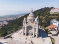 Aerial view of Viana do Castelo, Norte Region, Portugal, with Basilica Santa Luzia Church, shot from drone Royalty Free Stock Photo