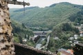 View of Vianden town from Vianden Castle, Luxembourg Royalty Free Stock Photo